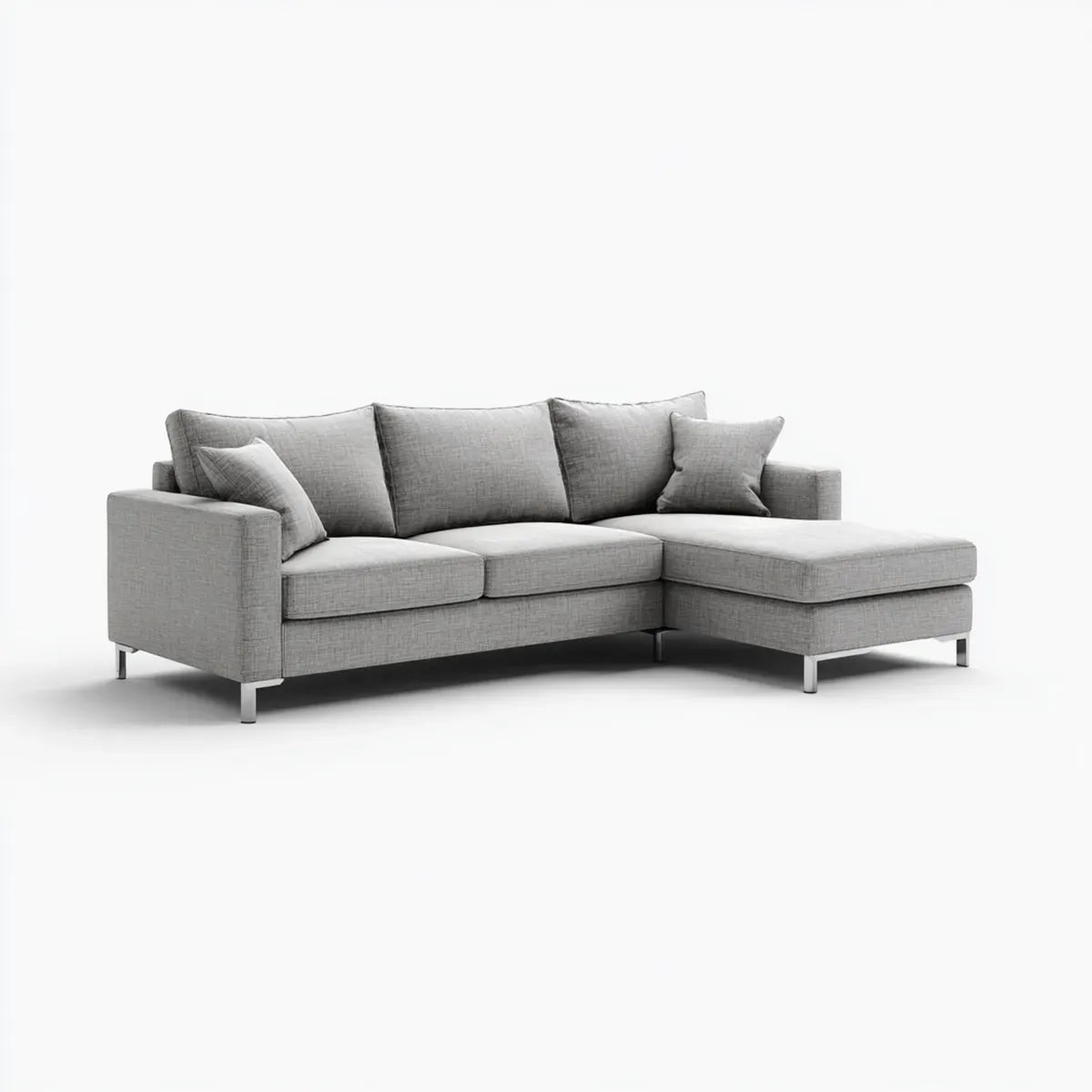 Sofa, Kanapa narożna 3 miejsca poliester szary 250 x 160 x 85 cm
