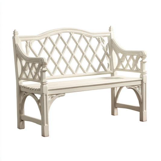 Ławka ogrodowa 2 białe fotele odlewane aluminiowo zakrzywione do tyłu 122 x 61 x 93 cm