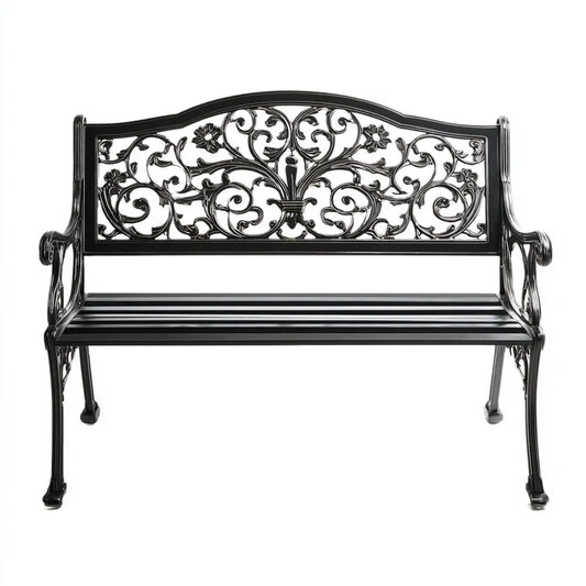 Ławka ogrodowa 2 fotele czarne 100 x 54 x 80 cm kształtowane aluminium prostokątna kształt