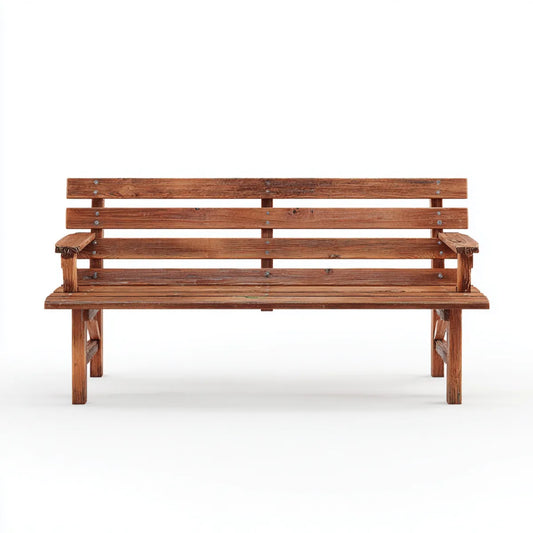Ławka ogrodowa z brązowymi podpórkami w litym drewnie sosnowym 150 x 60 x 85 cm