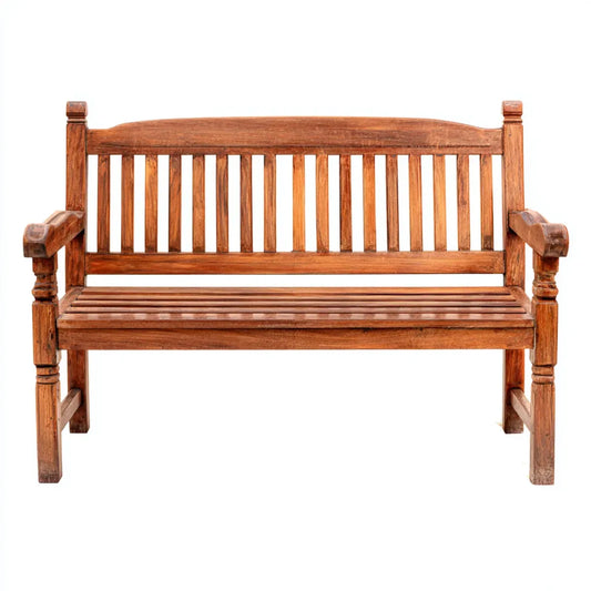 Ławka ogrodowa 2 brązowe kwadraty w prostokątnym teku stałym 120 x 60 x 90 cm