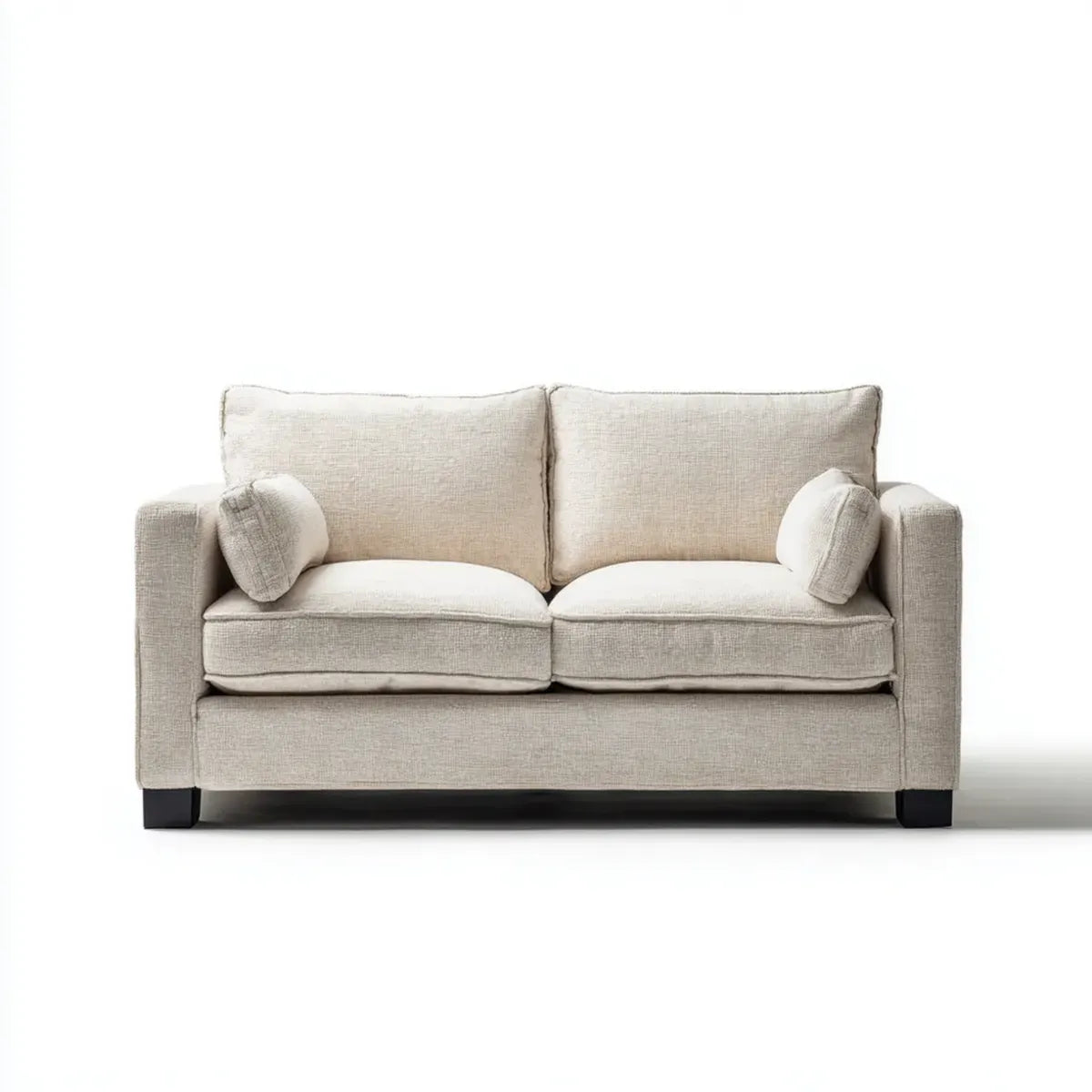Sofa 2 beżowe fotele 160 x 90 x 85 cm w prostokątnym poliestrze