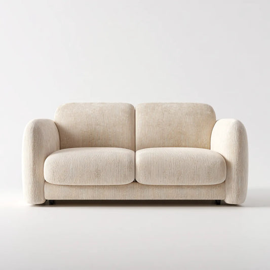 Sofa 2 beżowe aksamitne siedzenia z prostokątnymi paskami poliestrowymi 170 x 88 x 82 cm