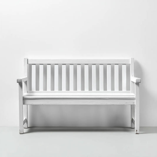 Ławka ogrodowa, 2 kwadratowe białe ławka ogrodowa w prostokątnej litej sosnie 120 x 62 x 90 cm
